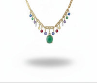 Classic Necklace with Stones ‘n’ Emerald Green charm