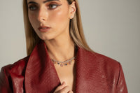 Classic Necklace in Rhodium with stones